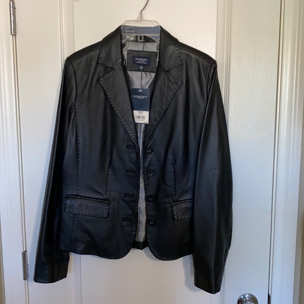 Women’s black leather jacket